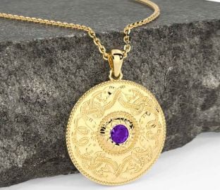 Amethyst Gold Celtic Warrior Necklace