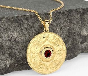 Garnet Gold Celtic Warrior Necklace