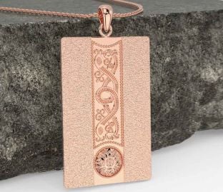 Rose Gold Silver Dog Tag Celtic Warrior Necklace