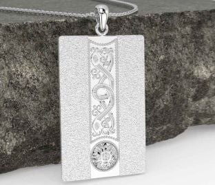Silver Dog Tag Celtic Warrior Necklace