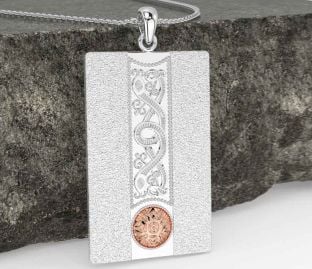 White Rose Gold Dog Tag Celtic Warrior Necklace