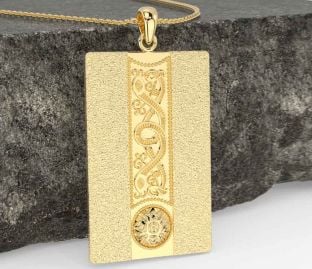 Gold Dog Tag Celtic Warrior Necklace