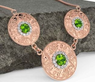 Diamante Peridoto Rosa Oro Plata céltico Guerrero Collar