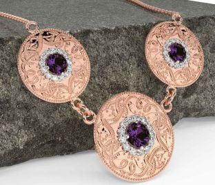 Diamond Alexandrite Rose Gold Celtic Warrior Necklace
