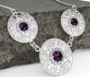 Diamond Alexandrite White Gold Celtic Warrior Necklace