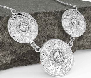 Diamant Vit Guld Keltiskt Krigare Halsband