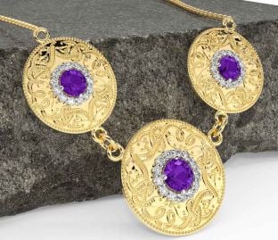 Diamond Amethyst Gold Celtic Warrior Necklace