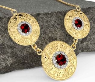Diamond Garnet Gold Celtic Warrior Necklace