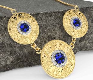 Diamond Sapphire Gold Celtic Warrior Necklace