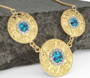 Diamond Topaz Gold Celtic Warrior Necklace