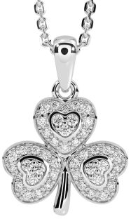 Diamond Silver Shamrock Necklace