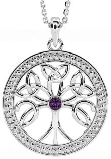 Alexandrite Silver Celtic Tree of Life Trinity Knot Necklace