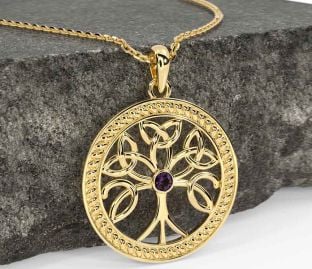 Alexandrite Gold Celtic Tree of Life Trinity Knot Necklace