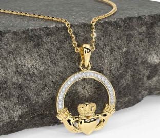 Diamond Gold Claddagh Necklace