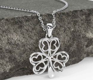White Gold Shamrock Necklace