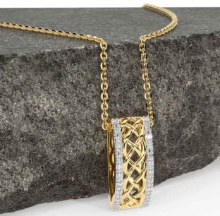 Diamond Gold Silver Celtic Necklace