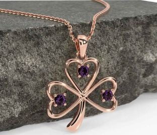 Alexandrite Rose Gold Silver Shamrock Necklace