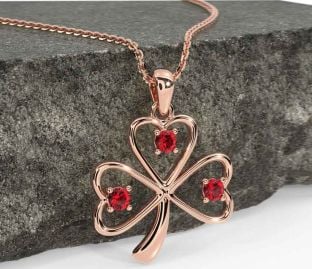 Ruby Rose Gold Silver Shamrock Necklace