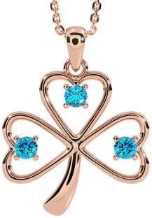 Topaz Rose Gold Silver Shamrock Necklace