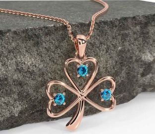 Topaz Rose Gold Silver Shamrock Necklace