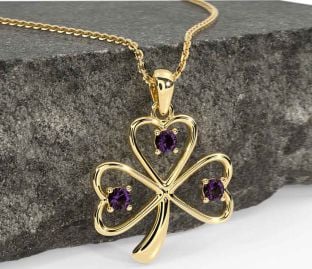 Alexandrite Gold Silver Shamrock Necklace