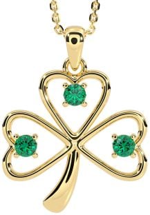 Emerald Gold Silver Shamrock Necklace