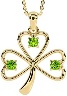 Peridot Gold Silver Shamrock Necklace