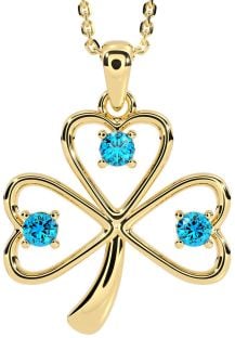 Topaz Gold Silver Shamrock Necklace