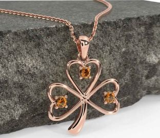 Citrine Rose Gold Shamrock Necklace