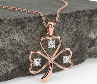 Diamond Rose Gold Shamrock Necklace