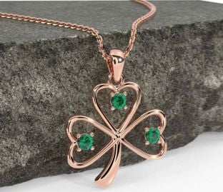 Emerald Rose Gold Shamrock Necklace