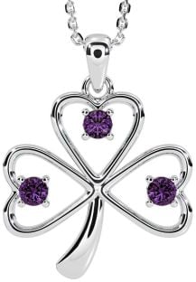 Alexandrite Silver Shamrock Necklace