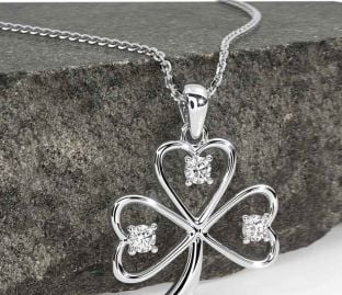 Diamante Argento Trifoglio Collana