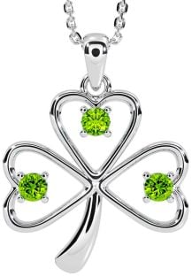 Peridot Silver Shamrock Necklace