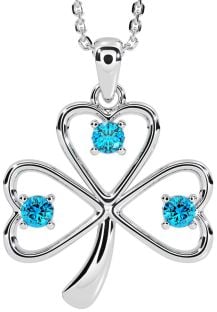 Topaz Silver Shamrock Necklace