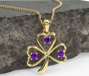 Amethyst Gold Shamrock Necklace