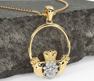 Diamond Gold Claddagh Necklace