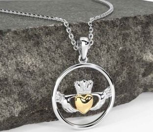 Gold Silver Claddagh Necklace