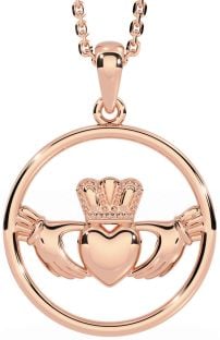 Rose Gold Silver Claddagh Necklace