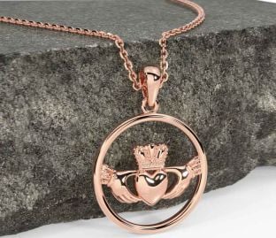 Rose Gold Silver Claddagh Necklace