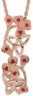 Ruby Rose Gold Silver Shamrock Trinity knot Necklace