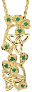 Emerald Gold Silver Shamrock Trinity knot Necklace