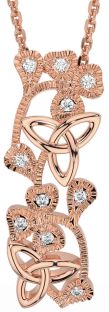 Diamond Rose Gold Shamrock Trinity knot Necklace