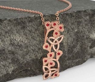 Ruby Rose Gold Shamrock Trinity knot Necklace