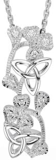 Diamond White Gold Shamrock Trinity knot Necklace