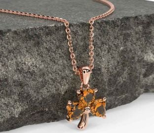 Citrine Rose Gold Silver Shamrock Necklace
