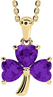 Amethyst Gold Silver Shamrock Necklace