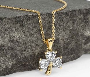 Diamond Gold Silver Shamrock Necklace