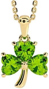 Peridot Gold Silver Shamrock Necklace