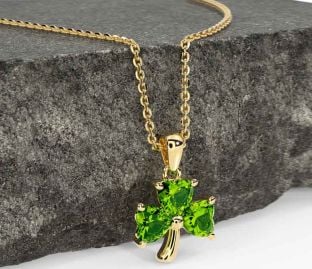 Peridot Gold Silver Shamrock Necklace